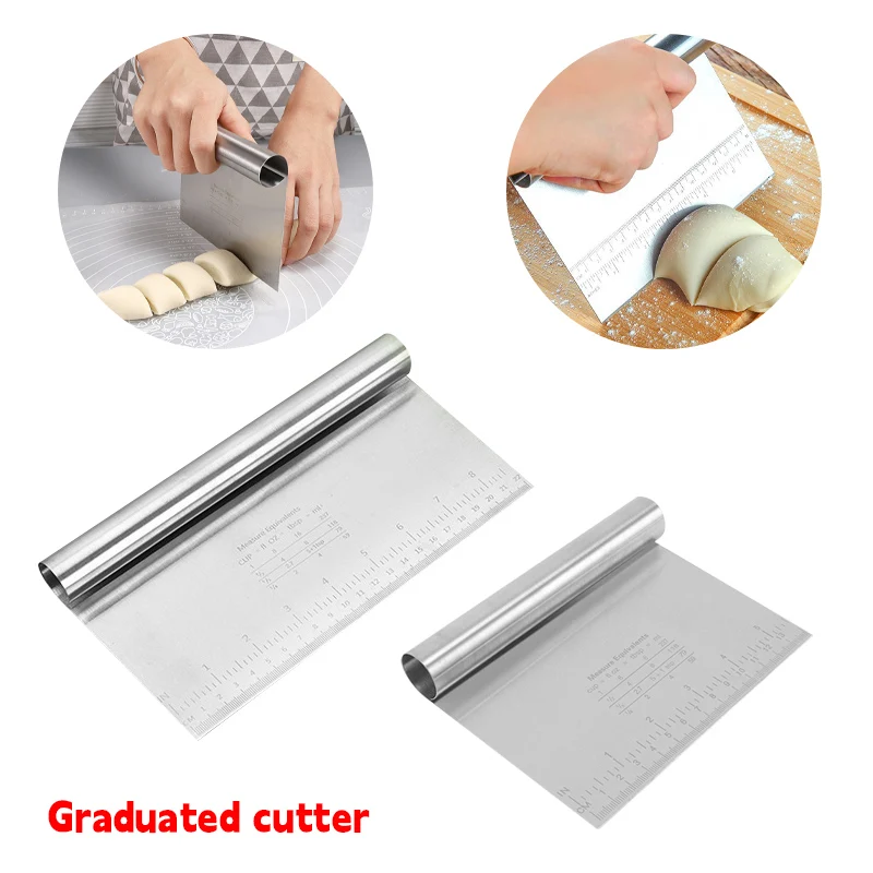 Stainless Steel Dough Pastry Scraper Pizza Cutter Chopper with Measuring Scale Multipurpose Cake Bread Separator Scale Knife
Stainless Steel Dough Pastry Scraper Pizza Cutter Chopper with Measuring Scale Multipurpose Cake Bread Separator Scale Knife