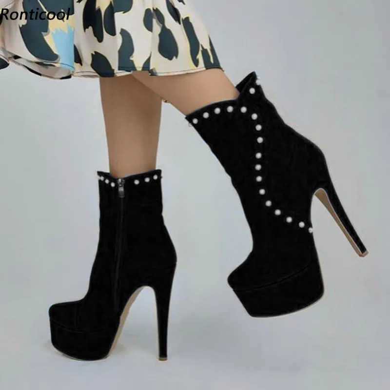 Ronticool Women Platform Ankle Boots Side Zipper Sexy Stiletto Heels Round Toe Gorgeous 8 Colors Party Shoes Plus US Size 5-20
Ronticool Women Platform Ankle Boots Side Zipper Sexy Stiletto Heels Round Toe Gorgeous 8 Colors Party Shoes Plus US Size 5-20
