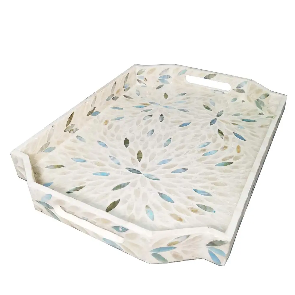 16 Inch Mother of Pearl Tray, Large Dodecagon Shell Serving Tray with Handles, Decorative Nacre Inlay Ottoman Tray for Coffe
16 Inch Mother of Pearl Tray, Large Dodecagon Shell Serving Tray with Handles, Decorative Nacre Inlay Ottoman Tray for Coffe