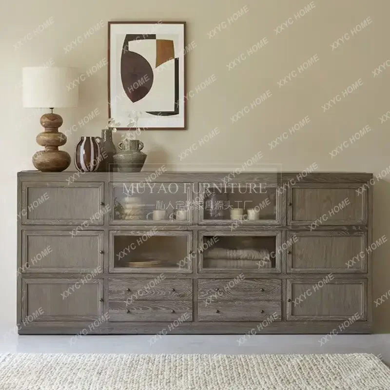 retro solid wood dining side cabinet antique glass sideboard living room entrance cabinet
retro solid wood dining side cabinet antique glass sideboard living room entrance cabinet
