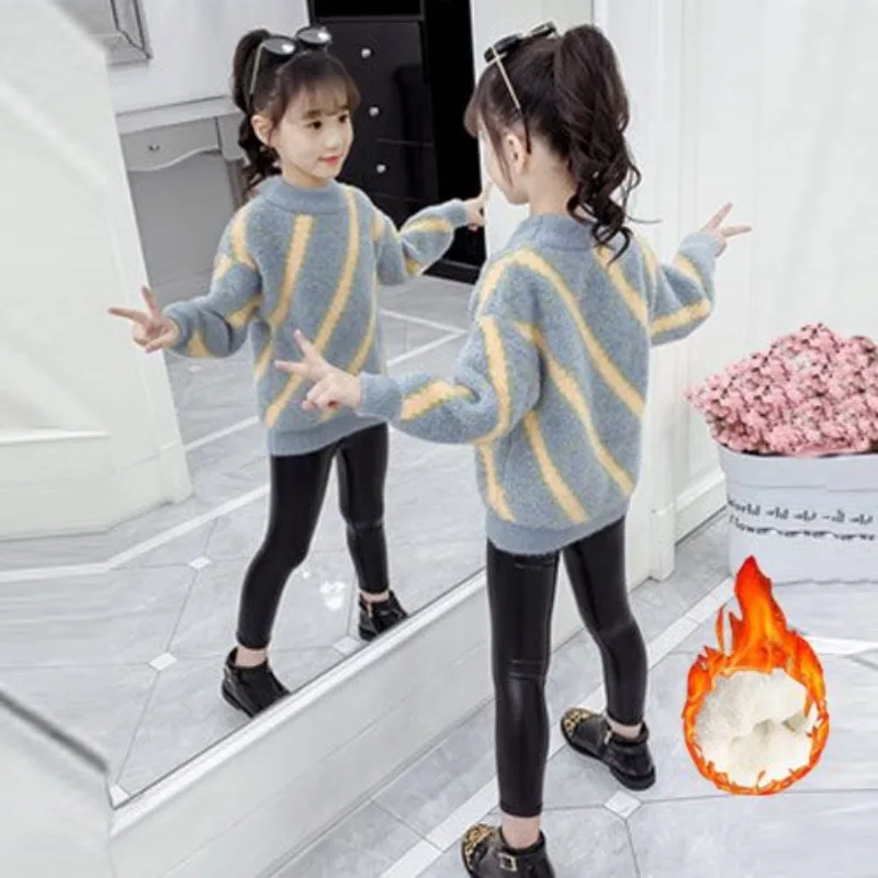 Girls Sweater Autumn/Winter New Thickened Fashion Children's Knitted Sweater Girl Top Sweet and Cute Knit Sweater Winter Clothes 
Girls Sweater Autumn/Winter New Thickened Fashion Children's Knitted Sweater Girl Top Sweet and Cute Knit Sweater Winter Clothes