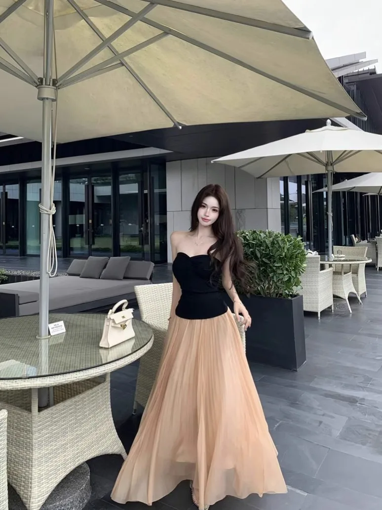 Kumikumi Sexy Sleeveless Vest Top Women's Fashion Set Summer Casual Style A-Line Half Skirt Long Dress Two-Piece Suit
Kumikumi Sexy Sleeveless Vest Top Women's Fashion Set Summer Casual Style A-Line Half Skirt Long Dress Two-Piece Suit