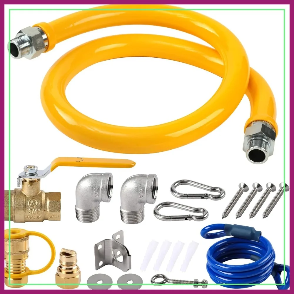 Safety System Kit, 3/4" Gas Line Hose for Commercial Kitchen, 48" Mobile Gas Hose Connector Kit with 2 Elbows, Yellow
Safety System Kit, 3/4" Gas Line Hose for Commercial Kitchen, 48" Mobile Gas Hose Connector Kit with 2 Elbows, Yellow