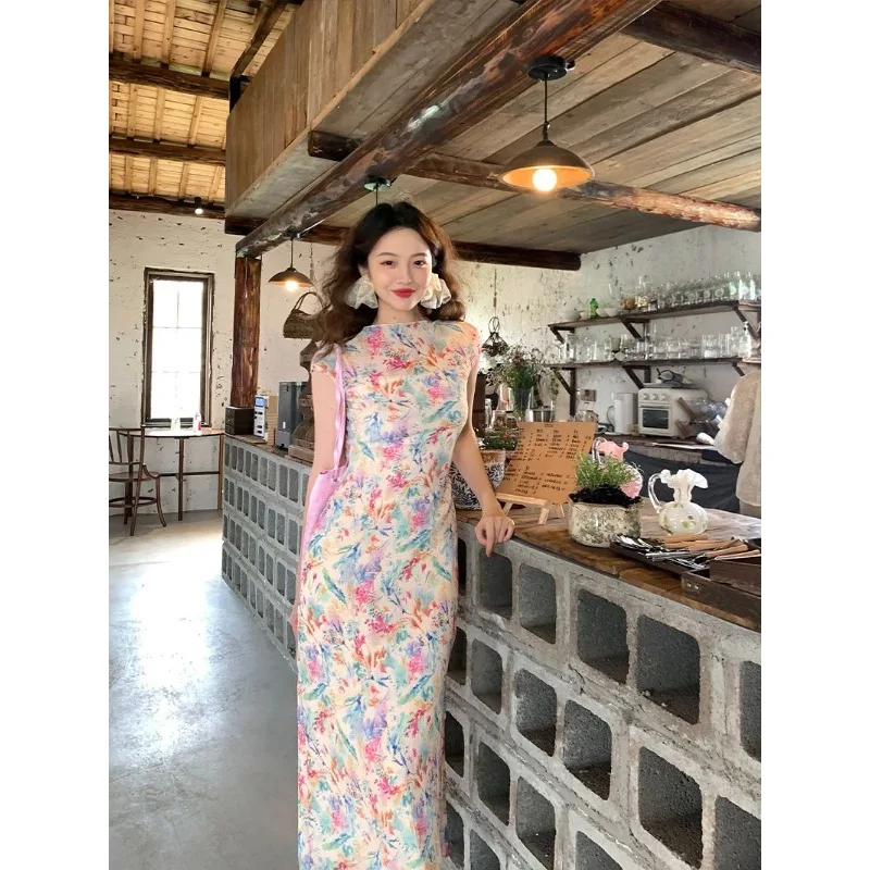Women's 2-Piece Set Crinkle Texture Oil Painting Print Midi Dress With Inner Slip Dress
Women's 2-Piece Set Crinkle Texture Oil Painting Print Midi Dress With Inner Slip Dress