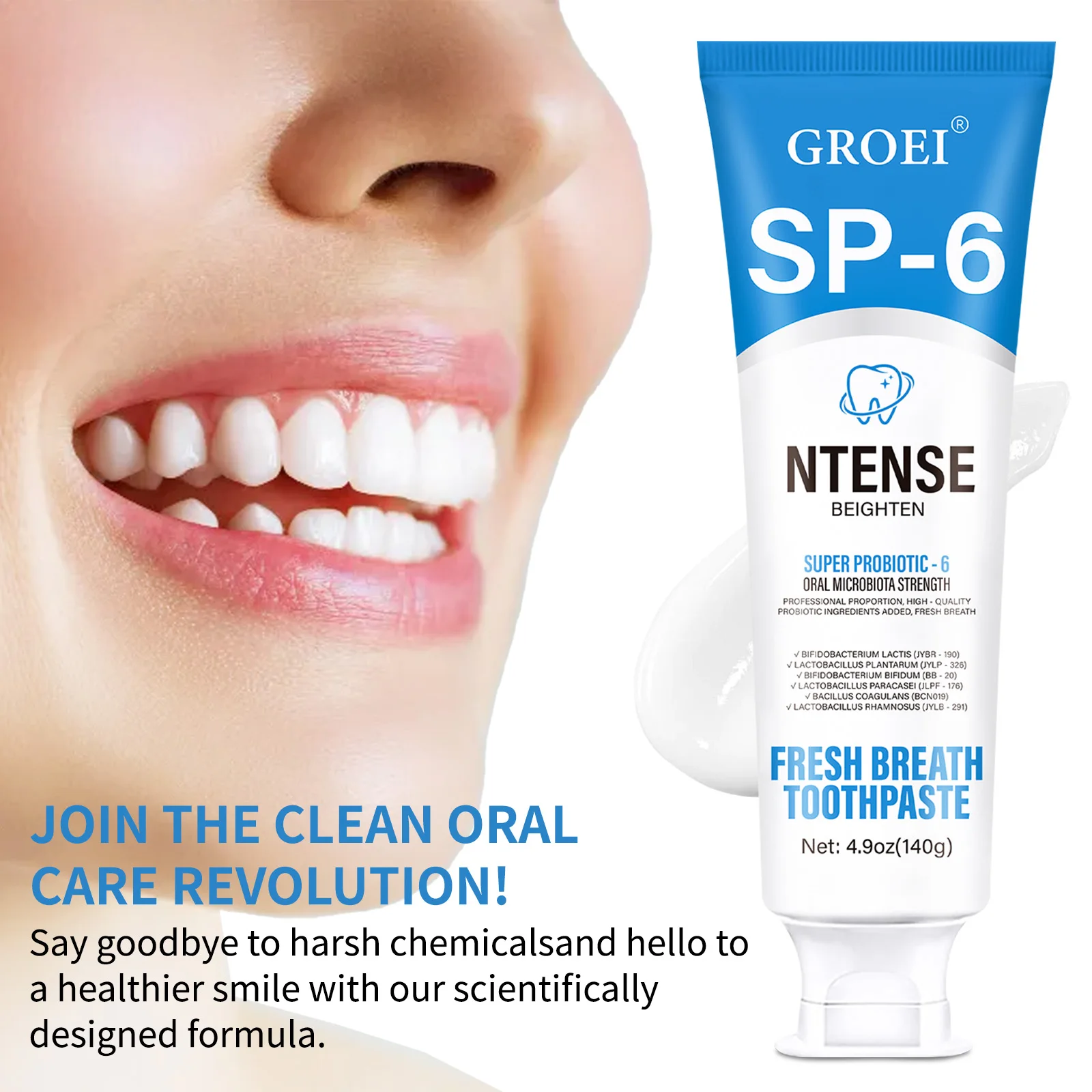 SP-6 Probiotic ToothpasteRemove Stains Oral Care Whiten Clean Teeth Ultra Whitening Management Fresh Breath Health Care Toothp
SP-6 Probiotic ToothpasteRemove Stains Oral Care Whiten Clean Teeth Ultra Whitening Management Fresh Breath Health Care Toothp