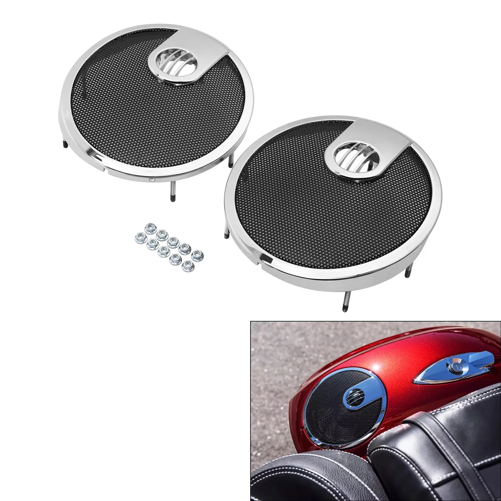 Motorcycle Saddlebag Lid Speaker Grill Cover For Indian Roadmaster 2015-2024 Springfield 2016-2024
Motorcycle Saddlebag Lid Speaker Grill Cover For Indian Roadmaster 2015-2024 Springfield 2016-2024