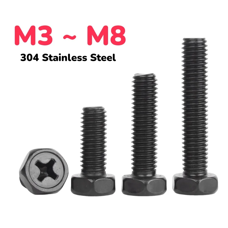 304 Stainless Steel M3 M4 M5 M6 M8 Black Recessed External Hex Hexagon Screw Phillips Outside Hex Bolt
304 Stainless Steel M3 M4 M5 M6 M8 Black Recessed External Hex Hexagon Screw Phillips Outside Hex Bolt