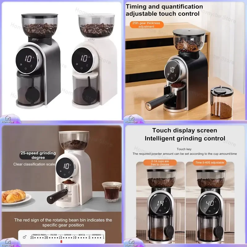 Professional Electric Coffee Grinder Ultra Quiet Adjustable Burr Mill for Espresso Drip French Press Cold Brew One Touch
Professional Electric Coffee Grinder Ultra Quiet Adjustable Burr Mill for Espresso Drip French Press Cold Brew One Touch