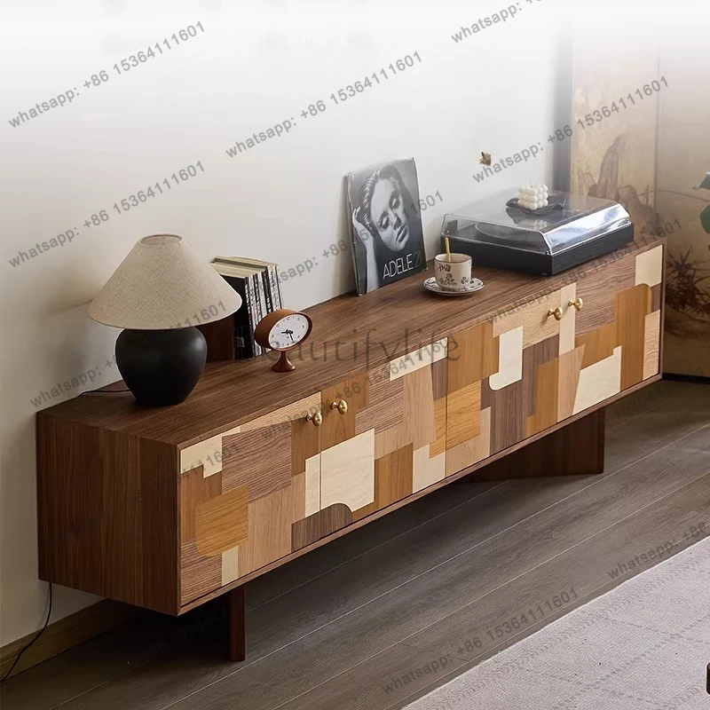 Medieval solid wood TV cabinet, retro walnut wood solid wood living room integrated wall storage cabinet
Medieval solid wood TV cabinet, retro walnut wood solid wood living room integrated wall storage cabinet