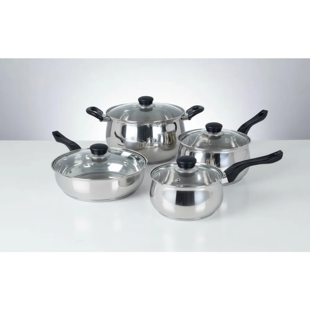 Набор посуды из 8 предметов из нержавеющей стали, антипригарные кухонные принадлежности для домашних повара и семьи
Набор посуды из 8 предметов из нержавеющей стали, антипригарные кухонные принадлежности для домашних повара и семьи