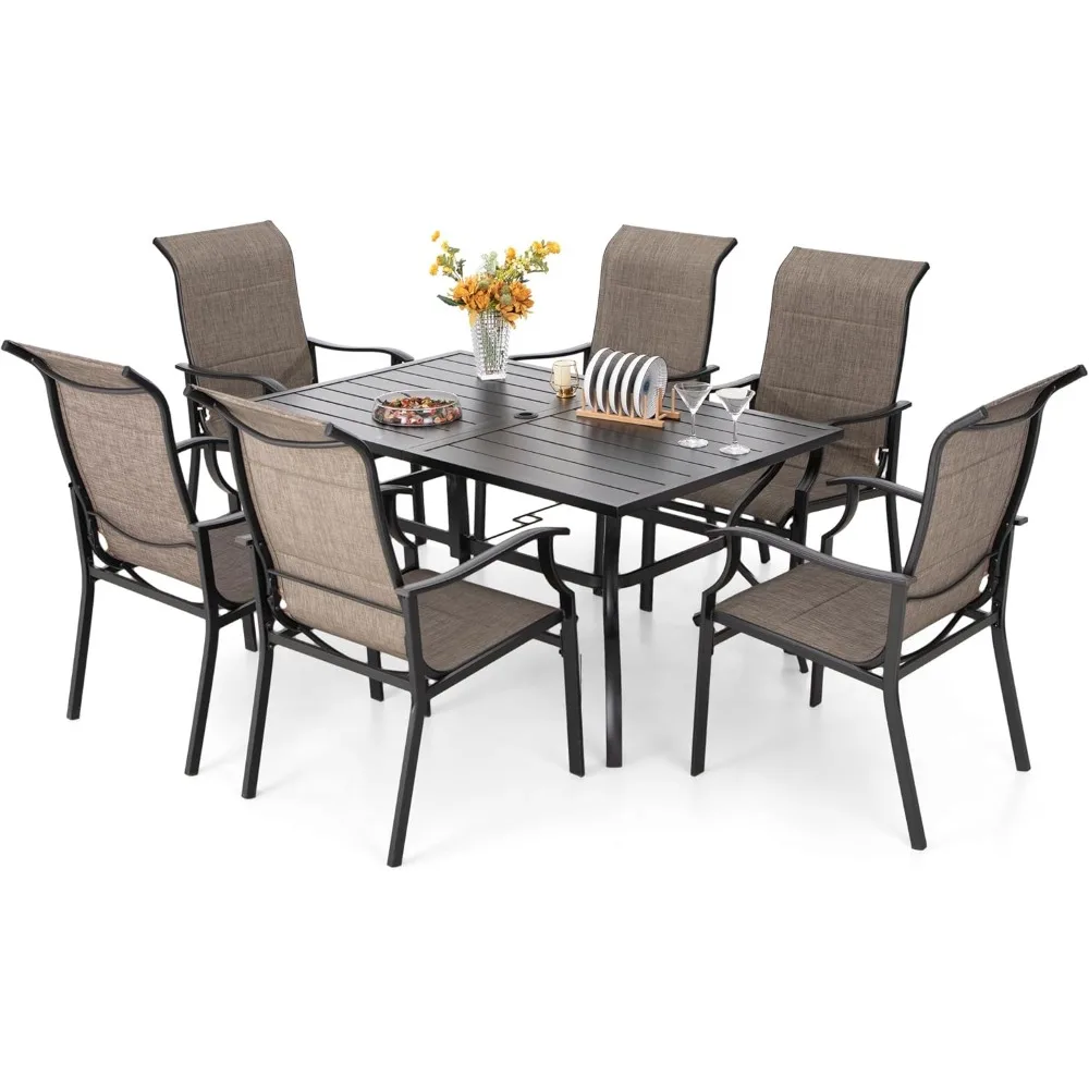 7 Piece Outdoor Patio Dining Set Clearance, Metal Dining Table with 1.57” Umbrella Hole & 6 Patio High Back Textilene Dining Ch
7 Piece Outdoor Patio Dining Set Clearance, Metal Dining Table with 1.57” Umbrella Hole & 6 Patio High Back Textilene Dining Ch
