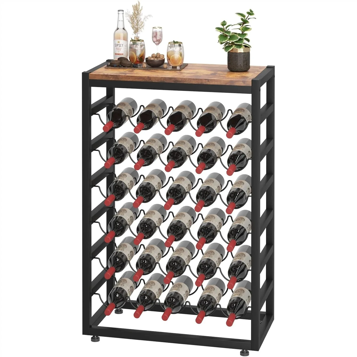 30 Bottle Wine Rack Free Standing Floor, 6-Tier Metal Wine Storage Shelves with Wooden Table Top for Kitchen Bar Pantry
30 Bottle Wine Rack Free Standing Floor, 6-Tier Metal Wine Storage Shelves with Wooden Table Top for Kitchen Bar Pantry