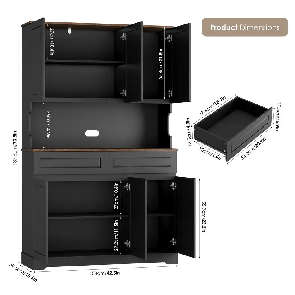 74 Pantry Cabinet, Tall Kitchen Pantry Cabinet with 6 Doors and 2 Drawers, Kitchen Hutch with Wide Countertop, Modern Kitchens
74 Pantry Cabinet, Tall Kitchen Pantry Cabinet with 6 Doors and 2 Drawers, Kitchen Hutch with Wide Countertop, Modern Kitchens