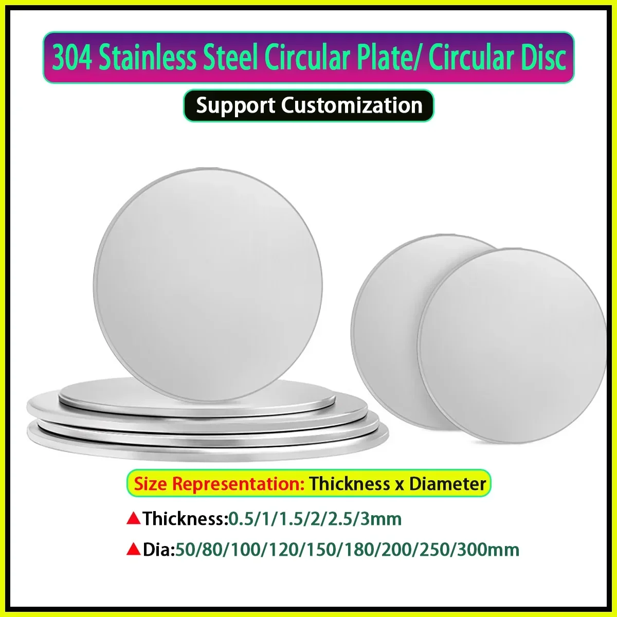 304 Stainless Steel Circular Plate/ Circular Disc/Diameter:40/ 50/80/100/120/180/200/250/300mm
304 Stainless Steel Circular Plate/ Circular Disc/Diameter:40/ 50/80/100/120/180/200/250/300mm