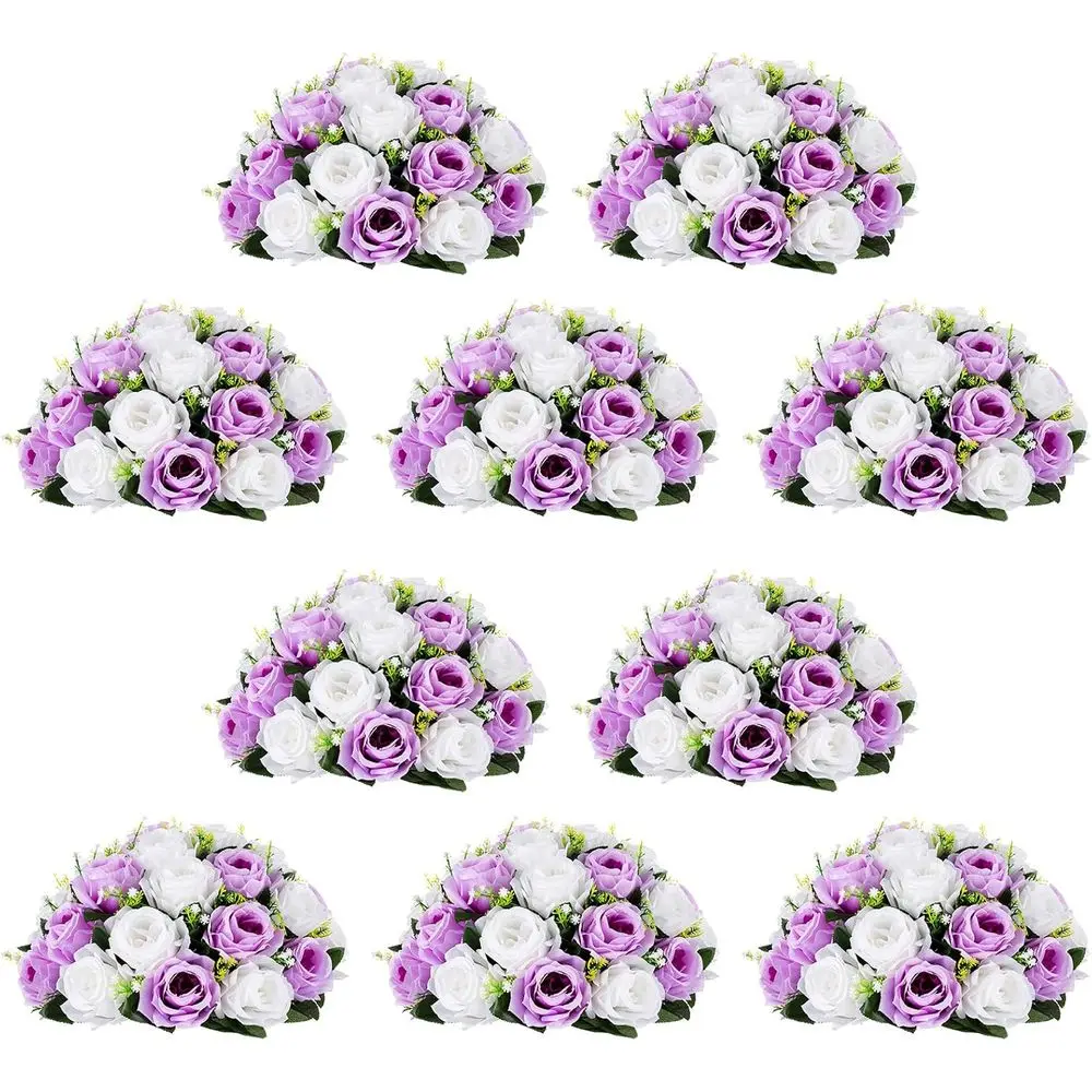 10-Piece 13.8in Lilac & White Artificial Rose Centerpieces - Silk Flower Arrangements for Weddings and Parties
10-Piece 13.8in Lilac & White Artificial Rose Centerpieces - Silk Flower Arrangements for Weddings and Parties