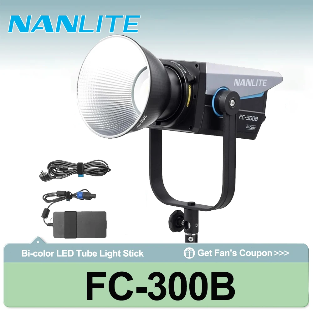 Nanlite FC-300B Bi-Color LED Monolight 2700K–6500K Photography Studio Fill Light for Filmmaking Live Streaming
Nanlite FC-300B Bi-Color LED Monolight 2700K–6500K Photography Studio Fill Light for Filmmaking Live Streaming
