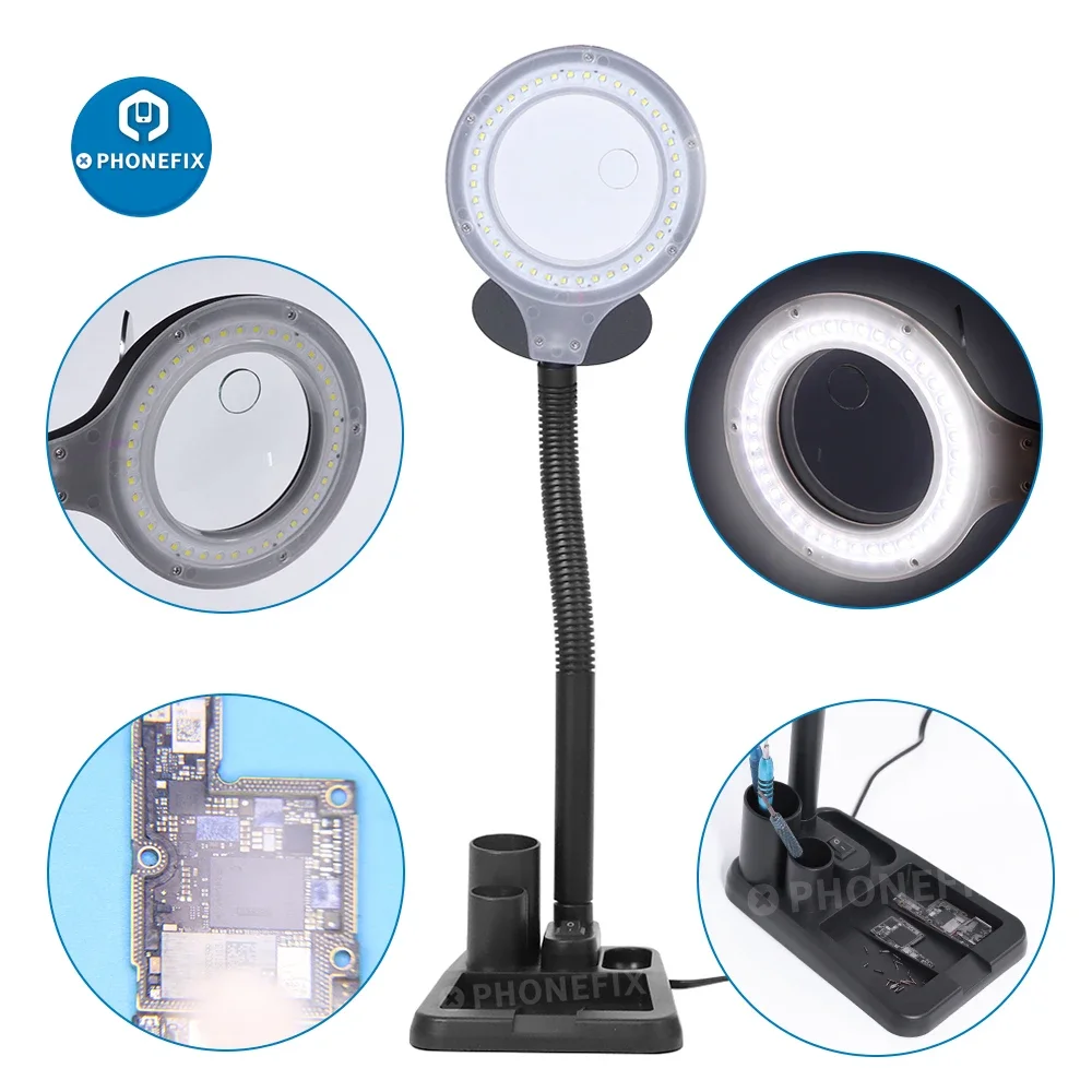 30W Adjustable 5X/10X Magnifier 40 LED Lights Magnifying Glass For Phone PCB Soldering Repair Reading Rework Loupe Table Lamp
30W Adjustable 5X/10X Magnifier 40 LED Lights Magnifying Glass For Phone PCB Soldering Repair Reading Rework Loupe Table Lamp