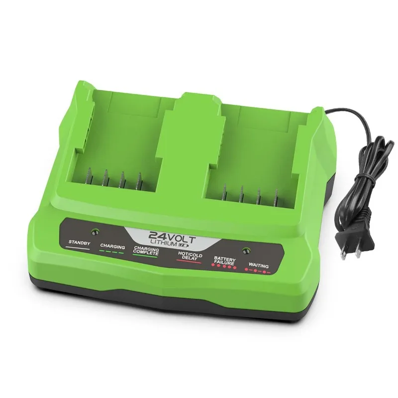 24V Dual-Port Lithium Battery Charger Rapid Charger Power Tool Battery Charger Compatible for Greenworks 24V Lithium Batteries
24V Dual-Port Lithium Battery Charger Rapid Charger Power Tool Battery Charger Compatible for Greenworks 24V Lithium Batteries