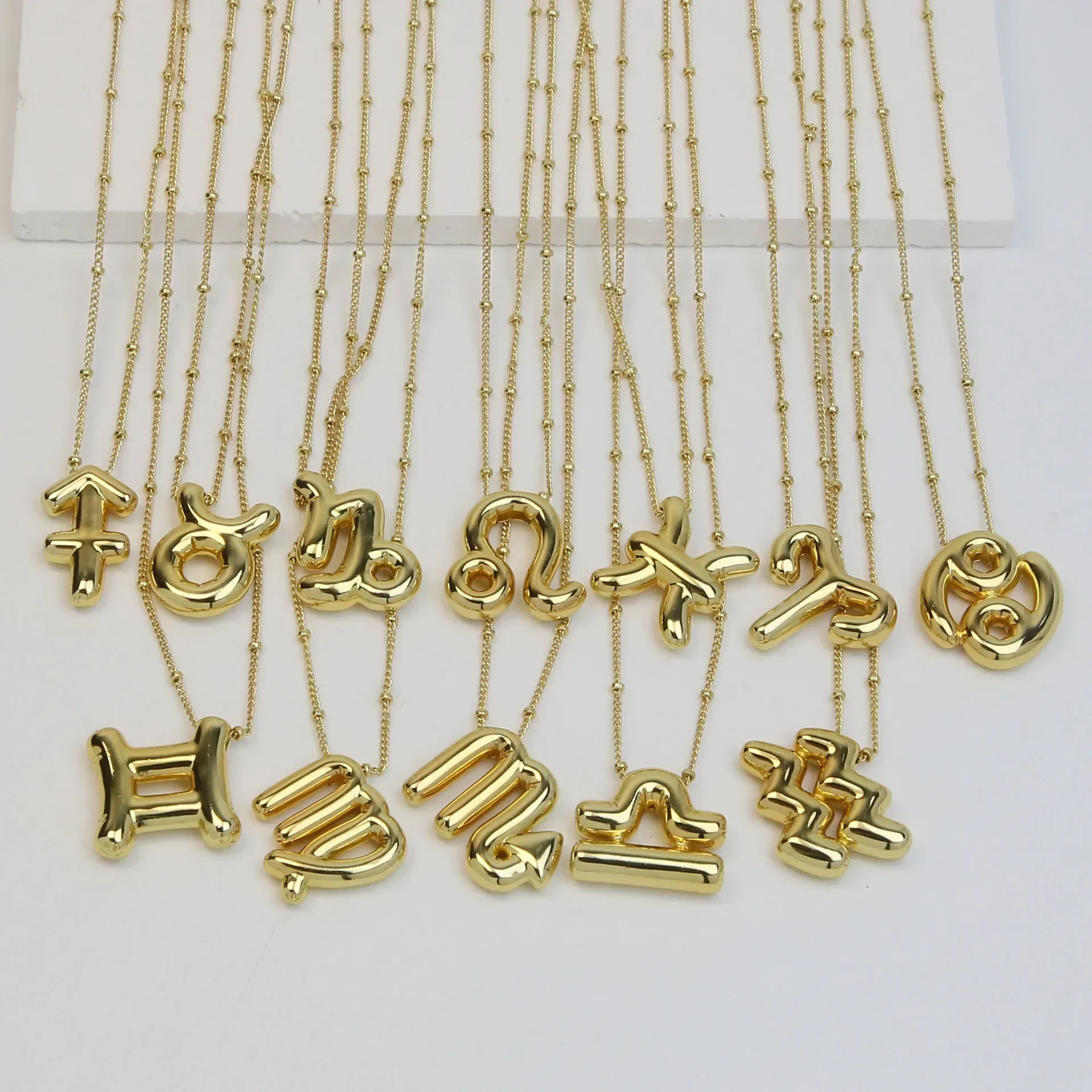 Gold Plated Chunky Bubble 12 Zodiac Signs Pendant Necklace Women Exquisite 12 Constellation Pendant Round Bead Chain Necklace
Gold Plated Chunky Bubble 12 Zodiac Signs Pendant Necklace Women Exquisite 12 Constellation Pendant Round Bead Chain Necklace