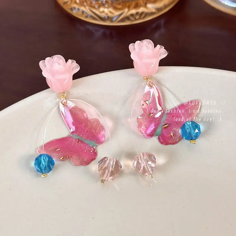 Pink Flower Colorful Crystal Butterfly Tassel Drop Earrings Gentle Romantic Unique Design Premium Jewelry for Women Delicate
Pink Flower Colorful Crystal Butterfly Tassel Drop Earrings Gentle Romantic Unique Design Premium Jewelry for Women Delicate