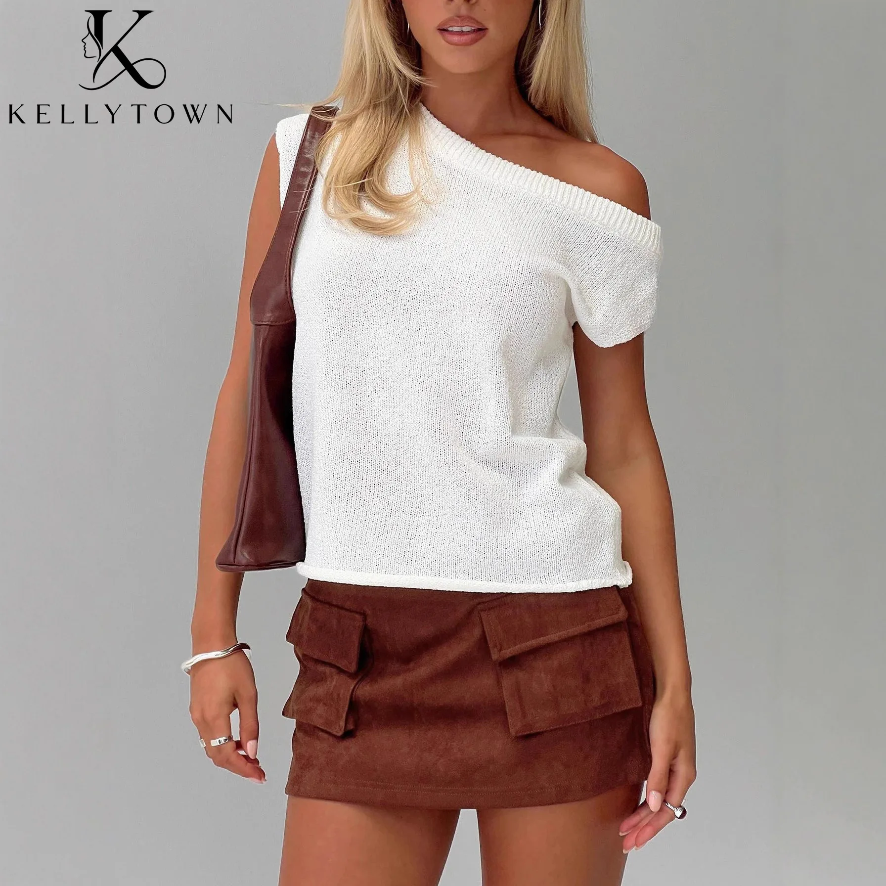 White Top Women Off Shoulder T Shirt Streetwear Elegant Solid Asymmetric Knitted Tops Short Sleeve Tees Summer Y2K Clothes
White Top Women Off Shoulder T Shirt Streetwear Elegant Solid Asymmetric Knitted Tops Short Sleeve Tees Summer Y2K Clothes