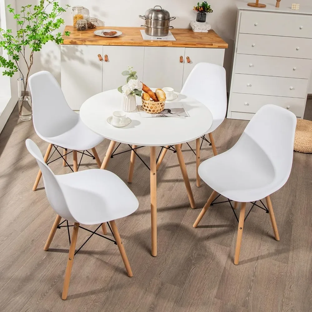 Round Dining Table Set for 4,Kitchen Table Set with Seat & Solid Wood Legs,Round Kitchen Table and Chairs for Small Space, White
Round Dining Table Set for 4,Kitchen Table Set with Seat & Solid Wood Legs,Round Kitchen Table and Chairs for Small Space, White