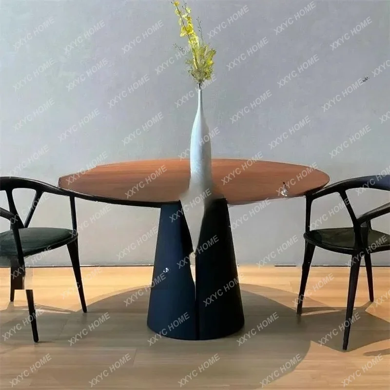 Medieval Solid Wood Round Dining Table Light Luxury Stainless Steel Foot TableTJ
Medieval Solid Wood Round Dining Table Light Luxury Stainless Steel Foot TableTJ
