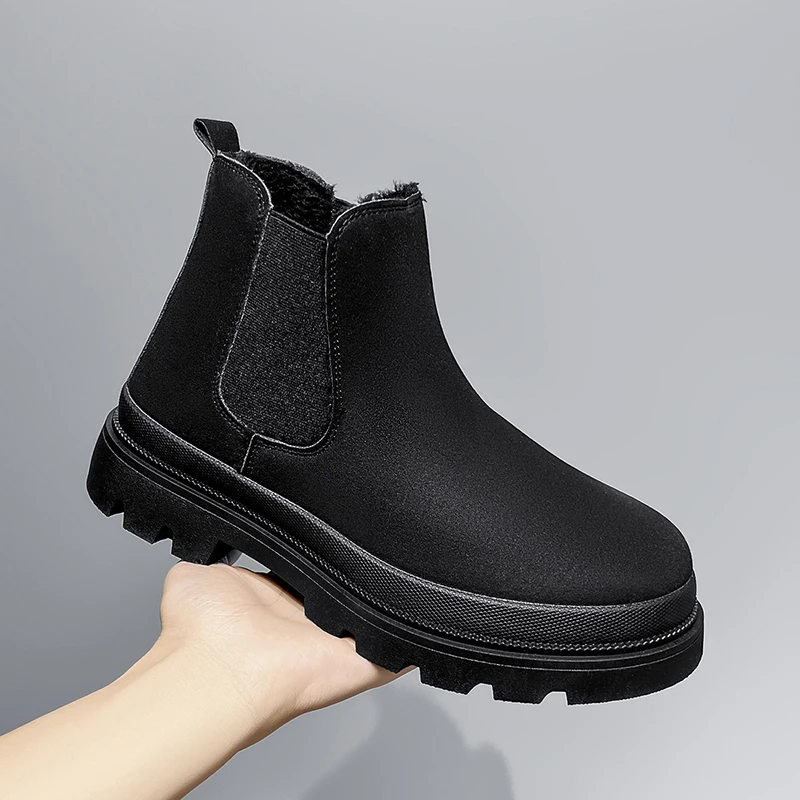 Men's Chelsea Boots Winter Warm Fleece Lined Chelsea Work Boots Black Leather Booties Youth Trend Korean Style Short Boot
Men's Chelsea Boots Winter Warm Fleece Lined Chelsea Work Boots Black Leather Booties Youth Trend Korean Style Short Boot