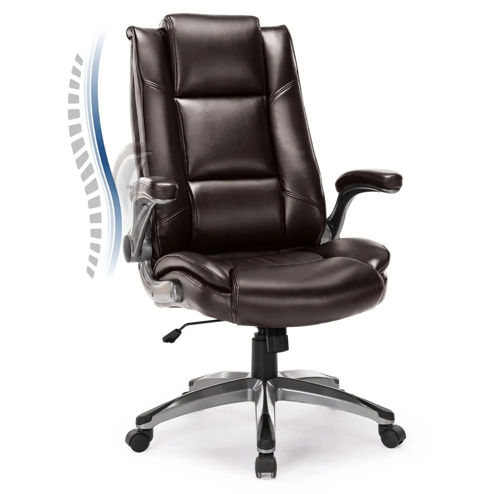 Bonded Leather Executive Office Chair High Back With Padded Flip-Up Arms Adjustable Tilt Swivel Ergonomic Desk Chair Black
Bonded Leather Executive Office Chair High Back With Padded Flip-Up Arms Adjustable Tilt Swivel Ergonomic Desk Chair Black