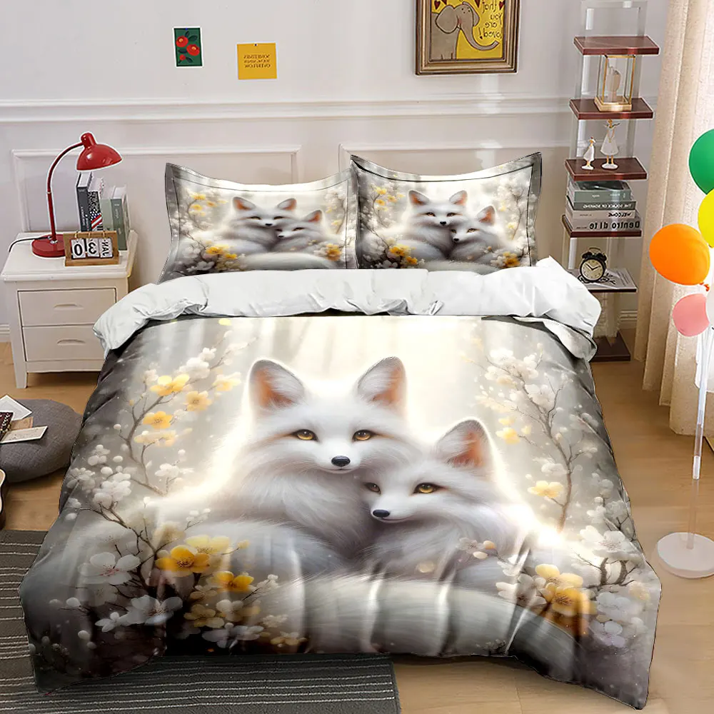 White foxes nestled in blossoms Print Bedding Set 1 Duvet Cover 2 Pillowcases for Adult and Children Luxury Gift Full Size
White foxes nestled in blossoms Print Bedding Set 1 Duvet Cover 2 Pillowcases for Adult and Children Luxury Gift Full Size