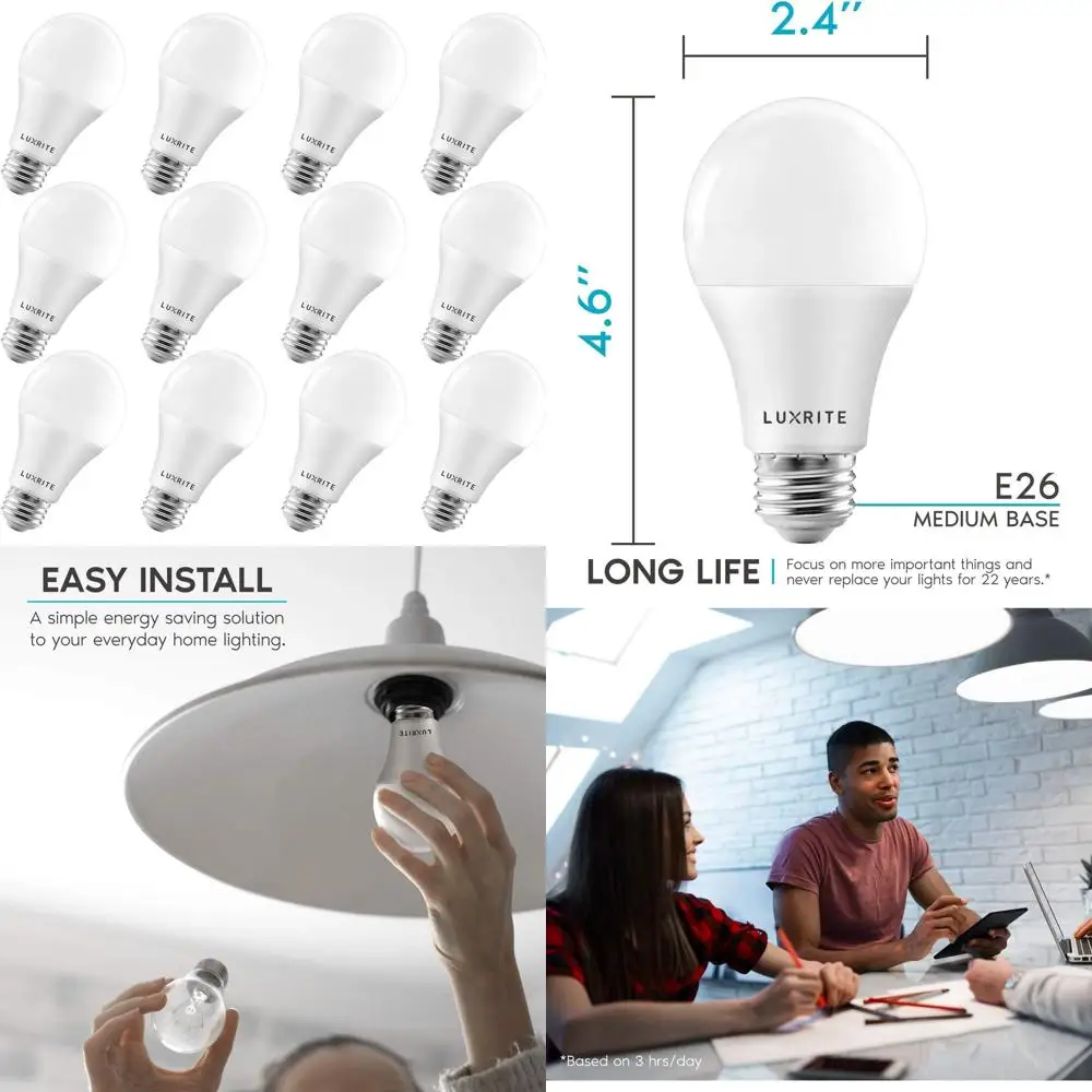 Dimmable 100W Equivalent 15W LED Bulbs, 5000K Daylight, 1600 Lumens, Medium Base, Indoor/Outdoor (12-Pack)
Dimmable 100W Equivalent 15W LED Bulbs, 5000K Daylight, 1600 Lumens, Medium Base, Indoor/Outdoor (12-Pack)