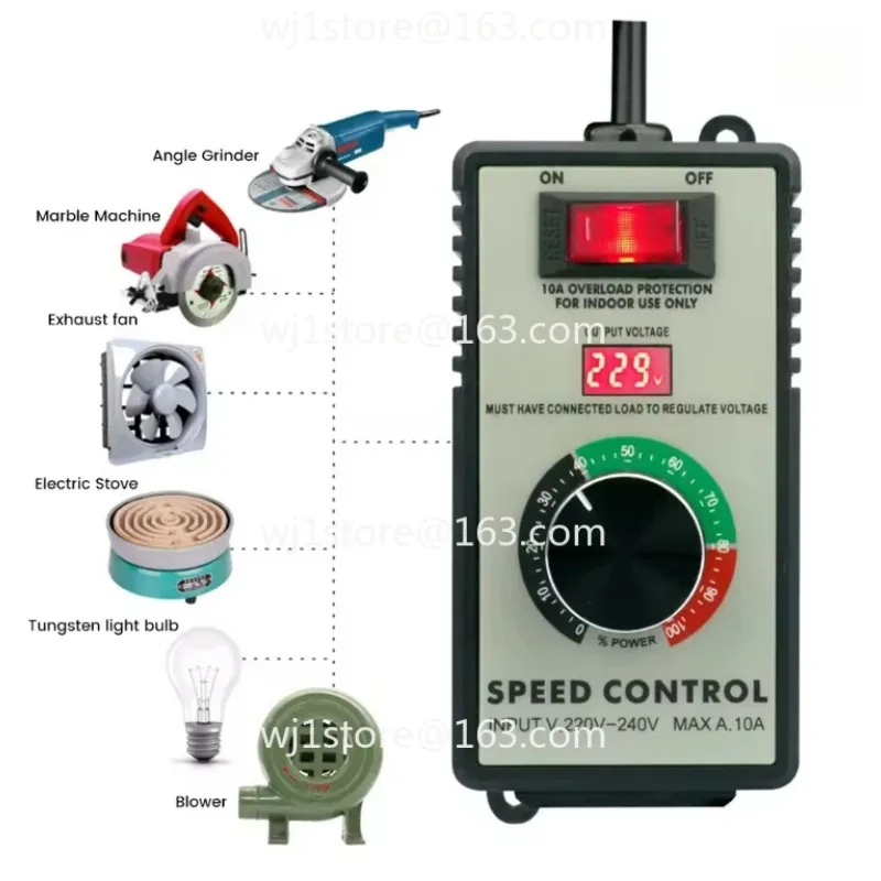 AC Motor Speed Controller, 110V/220V Variable Voltage Regulator with LED Display for Router Fan Grinder Tools
AC Motor Speed Controller, 110V/220V Variable Voltage Regulator with LED Display for Router Fan Grinder Tools