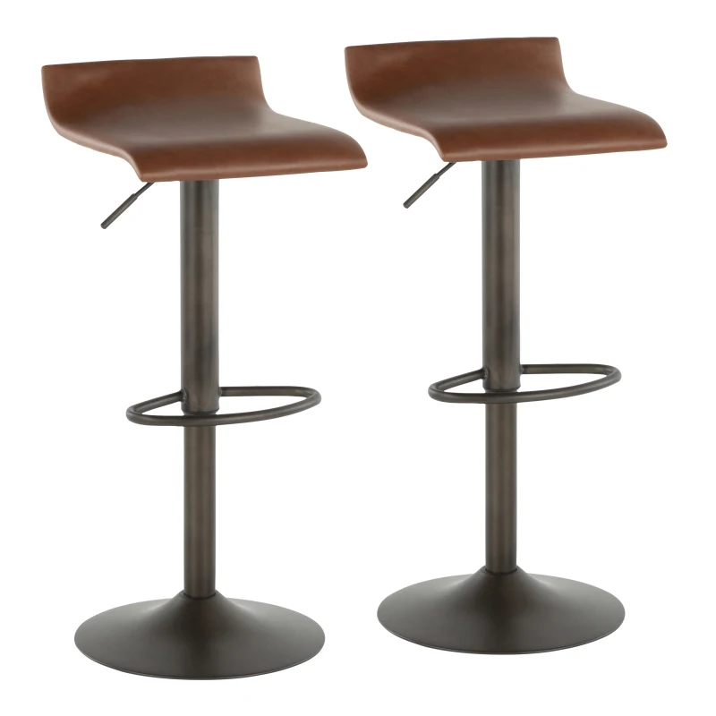 Barstool in Antique Metal and Brown Faux Leather - Set of 2
Barstool in Antique Metal and Brown Faux Leather - Set of 2