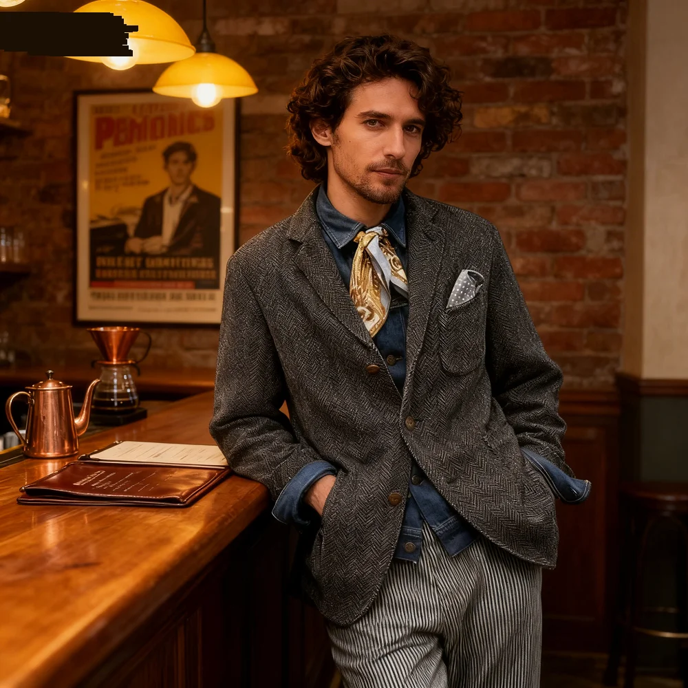 Men's Grey Fish Scale Pattern Tuxedo Jacket 2025 New Autumn Retro Travel Casual Top Unique Men's Fashion
Men's Grey Fish Scale Pattern Tuxedo Jacket 2025 New Autumn Retro Travel Casual Top Unique Men's Fashion