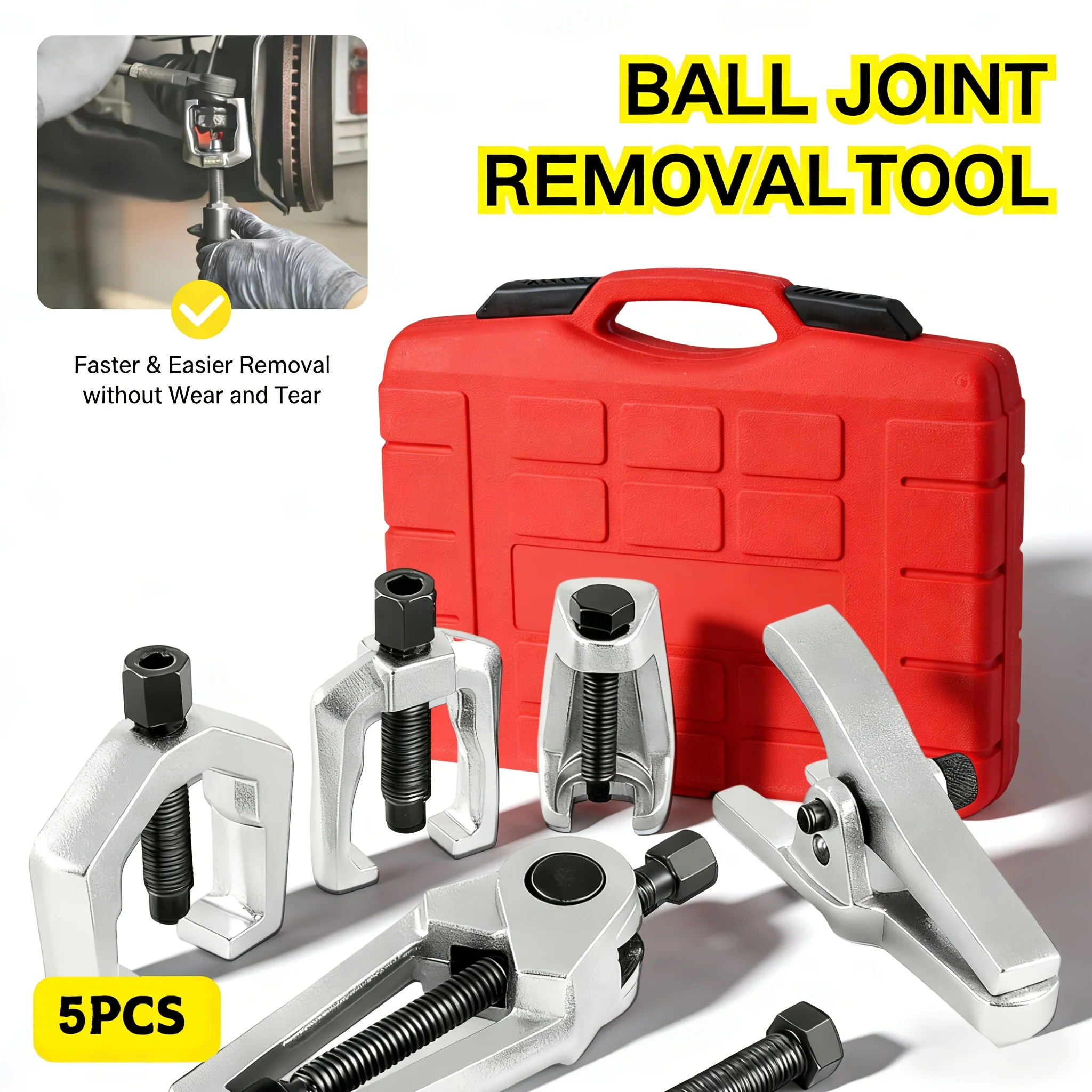 5-Pc Ball Joint Separator Set Toolset Tierod/Pitman Arm Remover Tool Forged Chrome Steel Non-Marring Design Truck/SUV/Cary
5-Pc Ball Joint Separator Set Toolset Tierod/Pitman Arm Remover Tool Forged Chrome Steel Non-Marring Design Truck/SUV/Cary