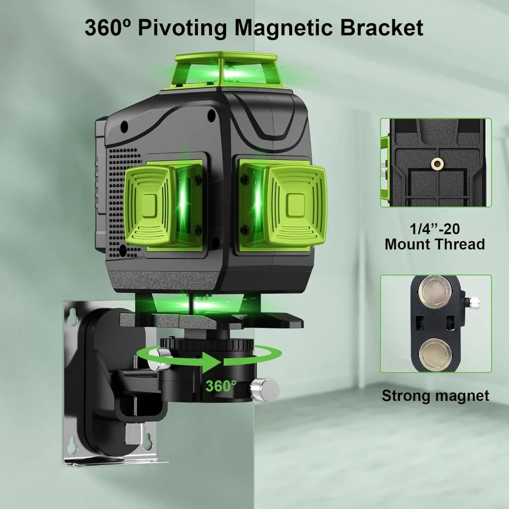 16 Lines Laser Level with Tripod 4x360° Self Leveling Green Laser Level,4D Green Cross Line for Construction and Picture Hanging
16 Lines Laser Level with Tripod 4x360° Self Leveling Green Laser Level,4D Green Cross Line for Construction and Picture Hanging