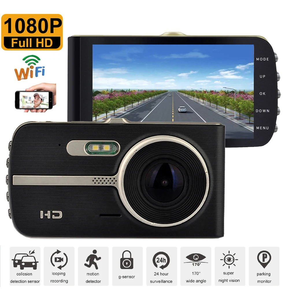 Car DVR WiFi GPS 1080P Full HD Dual Cams Rear View Dashcam Driving Video Recorder Night Vision Auto Parking Monitor Black Box
Car DVR WiFi GPS 1080P Full HD Dual Cams Rear View Dashcam Driving Video Recorder Night Vision Auto Parking Monitor Black Box