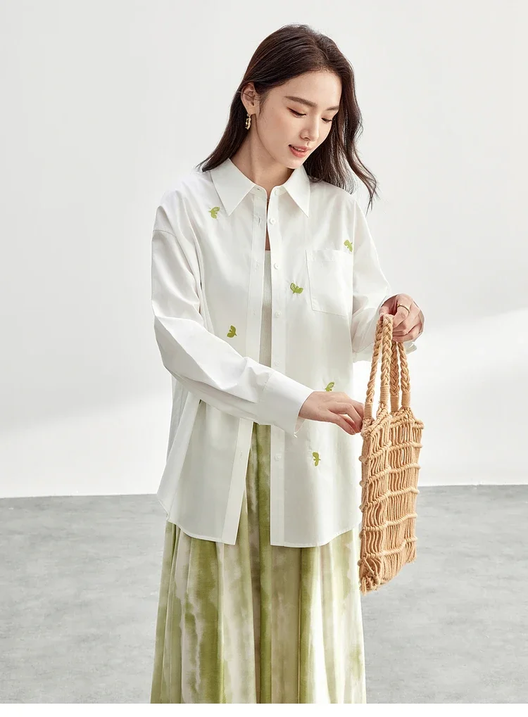 SENTUBILA White Cotton Shirts for Women's Spring 2025 New Loose Fit Cozy Embroidery Long Sleeve Tops Female Clothes 151C58381
SENTUBILA White Cotton Shirts for Women's Spring 2025 New Loose Fit Cozy Embroidery Long Sleeve Tops Female Clothes 151C58381