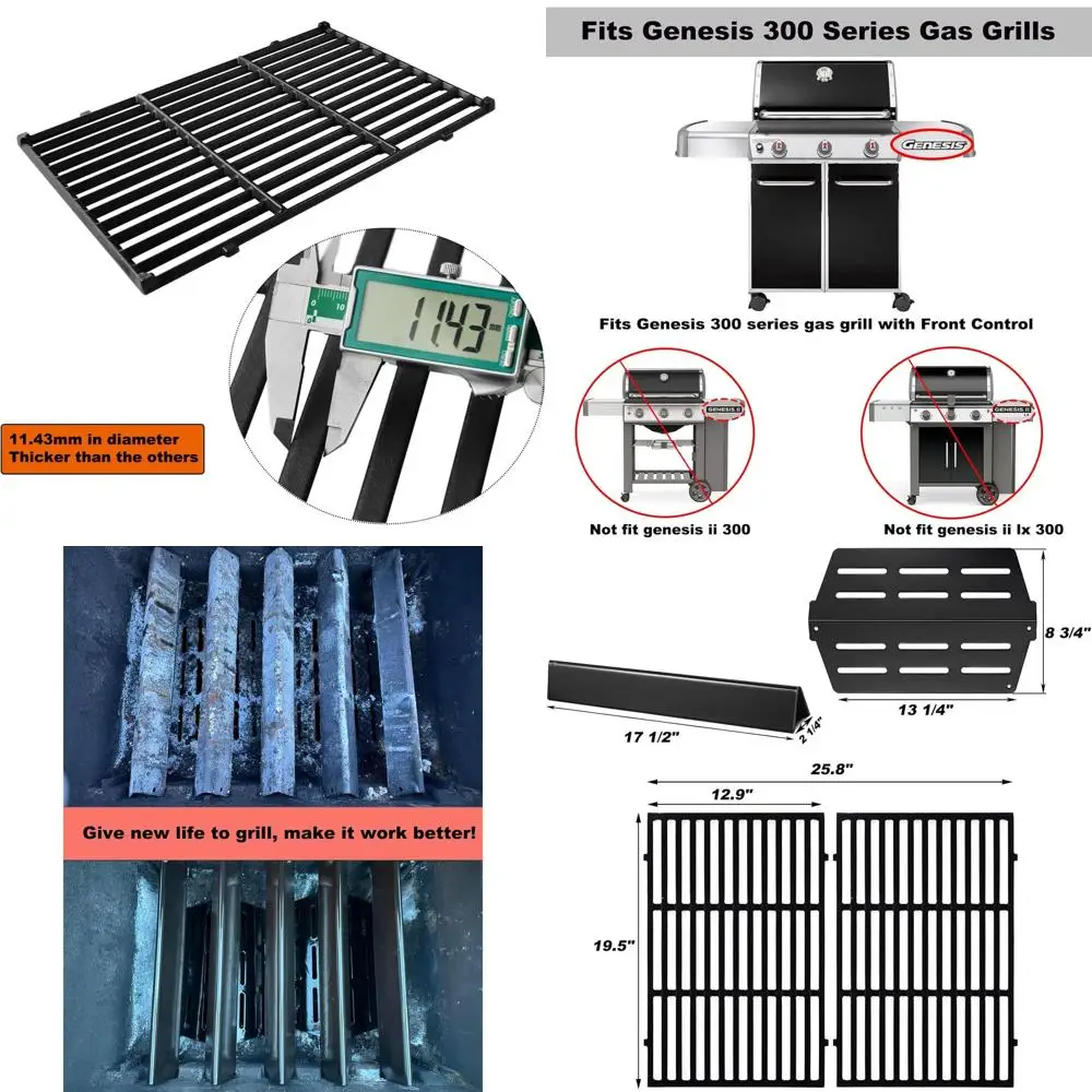 Gas Grill Replacement Cooking Grate for Genesis 300 Series with Lavorizer Bars, Fits E-310, E-330, S-330, S-310, E-320, S-320, E
Gas Grill Replacement Cooking Grate for Genesis 300 Series with Lavorizer Bars, Fits E-310, E-330, S-330, S-310, E-320, S-320, E