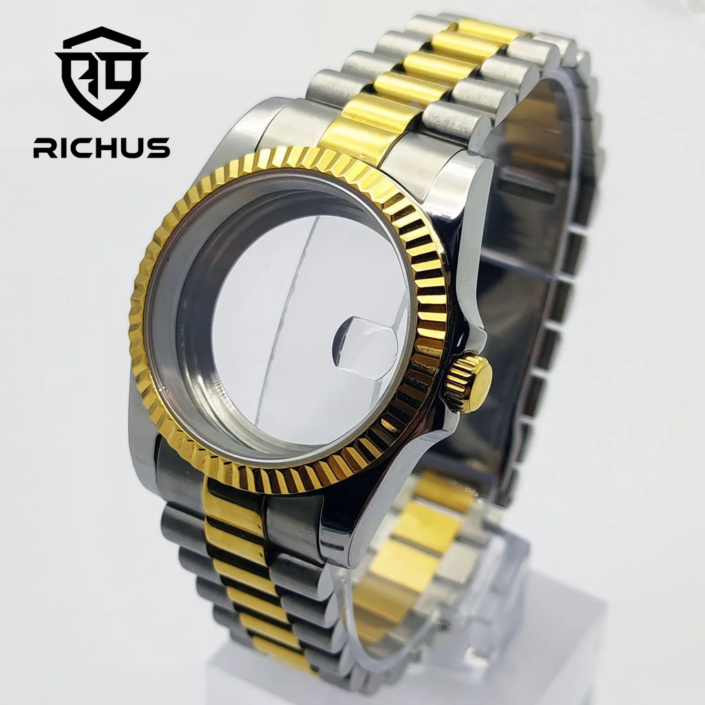 Корпус для часов RICHUS 36/39 мм, золотой, ширина ремешка 20 мм, подходит для механизмов NH34, NH35, NH36, ETA2824, PT5000, аксессуары для часов
Корпус для часов RICHUS 36/39 мм, золотой, ширина ремешка 20 мм, подходит для механизмов NH34, NH35, NH36, ETA2824, PT5000, аксессуары для часов