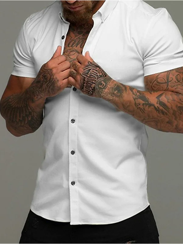 Busin Iron-Free Summer New Men's Color Collar ort Sve irt Muscle Men a Simple Blouse ort Length
Busin Iron-Free Summer New Men's Color Collar ort Sve irt Muscle Men a Simple Blouse ort Length