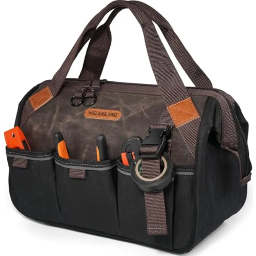 18 Pockets Electrician Tools Bag14" Heavy Duty Plumber Tool Bags Waxed Canvas Tools Bags Large-Opening Tool Bags For Men 25L Ha
18 Pockets Electrician Tools Bag14" Heavy Duty Plumber Tool Bags Waxed Canvas Tools Bags Large-Opening Tool Bags For Men 25L Ha