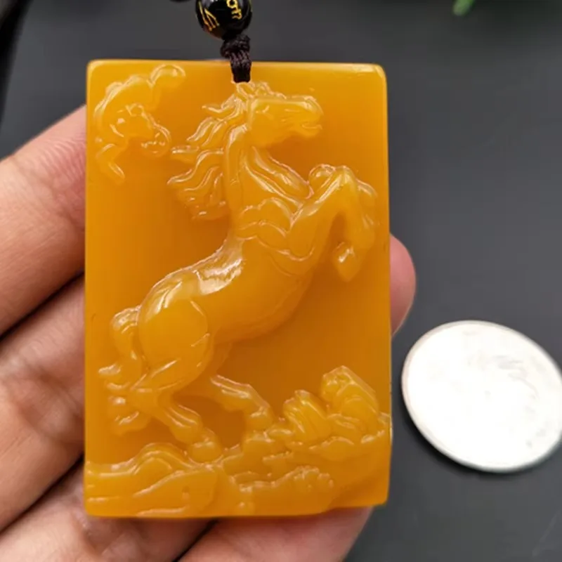 Natural Yellow Dragon Jade Hand Carved Horse Pendant Fashion Boutique Jewelry Men's and Women's Horse To Success Necklace
Natural Yellow Dragon Jade Hand Carved Horse Pendant Fashion Boutique Jewelry Men's and Women's Horse To Success Necklace