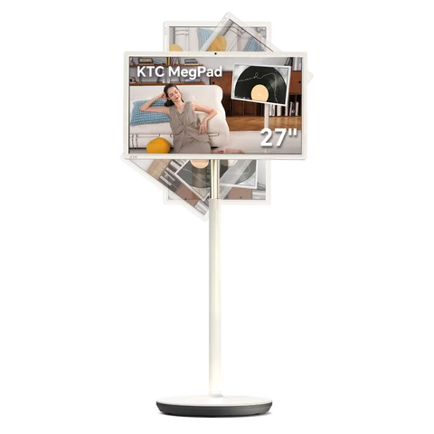 KTC MegPad TV à écran portable 27 pouces – Moniteur à écran tactile 1080P sur roulettes avec caméra 8MP, compatible avec Google TV