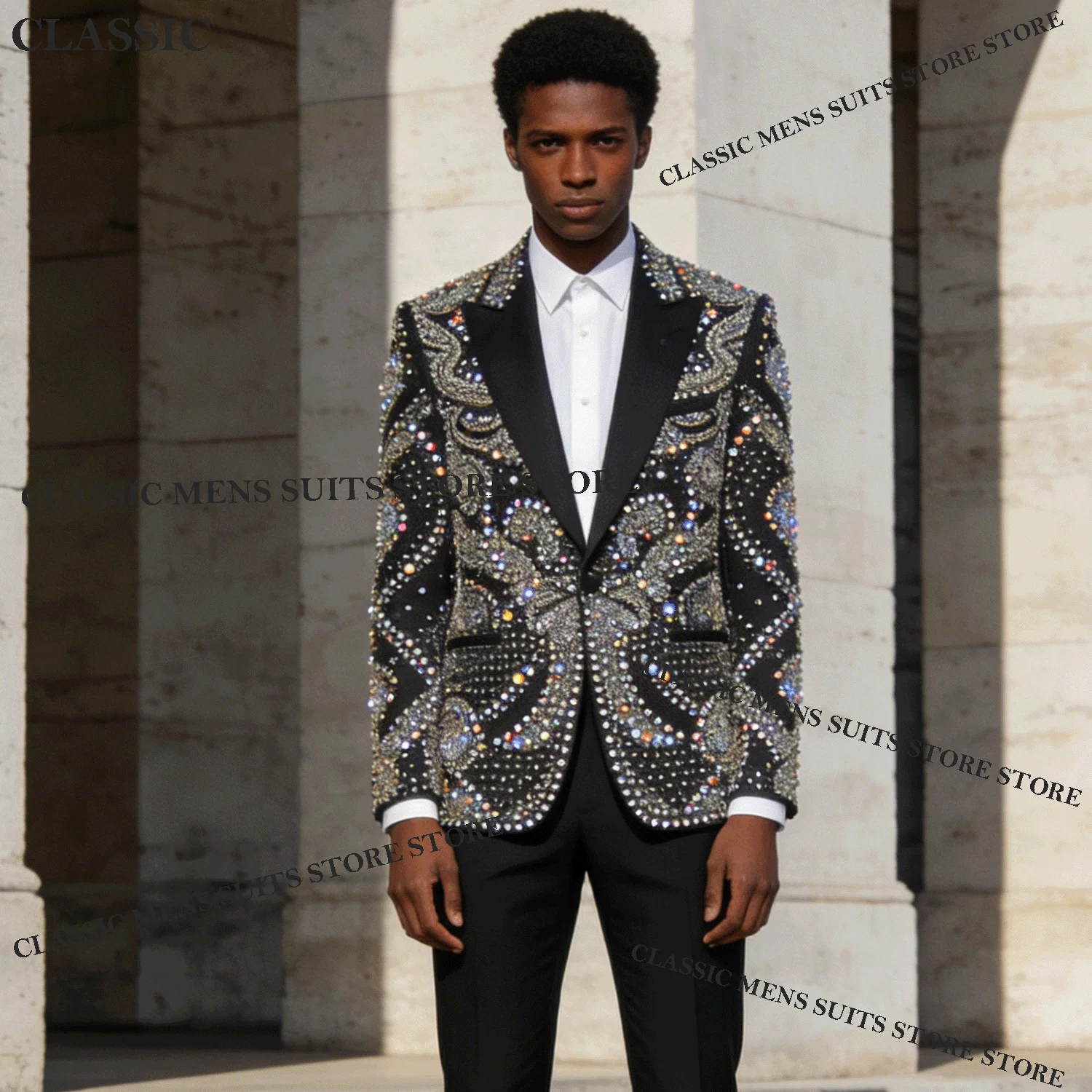 Luxury Customized Metallic Jewelry Ornament Tuxedo Men Suits 2 Piece Wedding Groom Male Prom Blazer Slim Party Ternos Completo
Luxury Customized Metallic Jewelry Ornament Tuxedo Men Suits 2 Piece Wedding Groom Male Prom Blazer Slim Party Ternos Completo