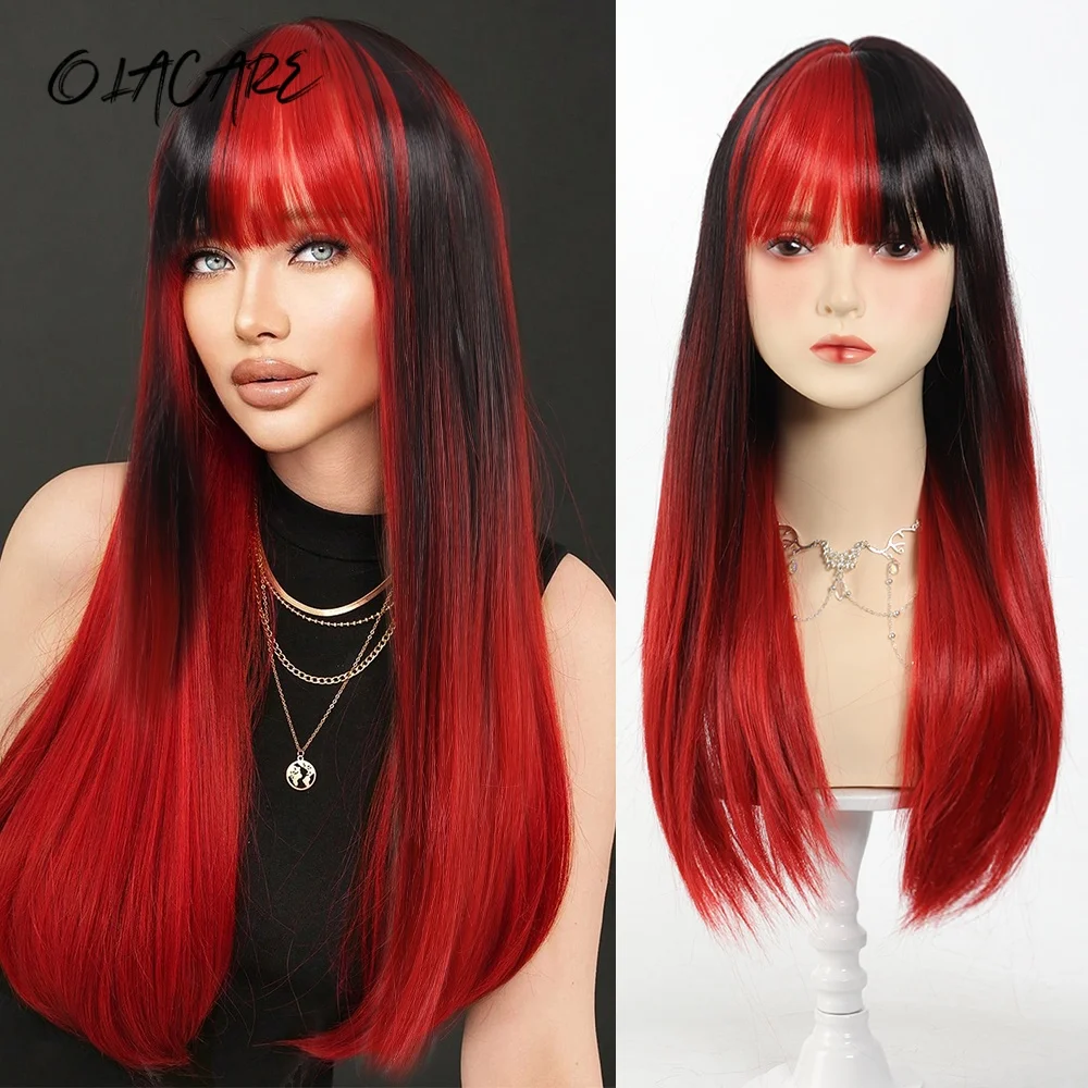 OLACARE Long Synthetic Straight Black Red Wigs With Bang For Women Heat-Resistant Daily Use Hair Hot Sell Wholesale Wigs
OLACARE Long Synthetic Straight Black Red Wigs With Bang For Women Heat-Resistant Daily Use Hair Hot Sell Wholesale Wigs