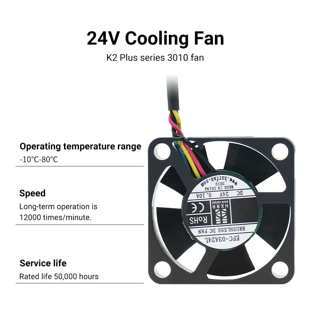 K2 Plus 3010 Вентилятор 30 мм 30x30x10 мм 24 В Кулер Маленький бесщеточный охлаждающий вентилятор с двумя шарикоподшипниками 4 контакта для деталей 3D Pinter
K2 Plus 3010 Вентилятор 30 мм 30x30x10 мм 24 В Кулер Маленький бесщеточный охлаждающий вентилятор с двумя шарикоподшипниками 4 контакта для деталей 3D Pinter
