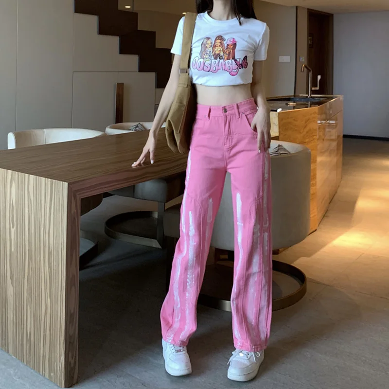 Pink High Waist Jeans Loose Straight Baggy Wide Leg Pants Female Aesthetic Korean Fashion Tie Dye Denim Trousers Women 2024 New
Pink High Waist Jeans Loose Straight Baggy Wide Leg Pants Female Aesthetic Korean Fashion Tie Dye Denim Trousers Women 2024 New