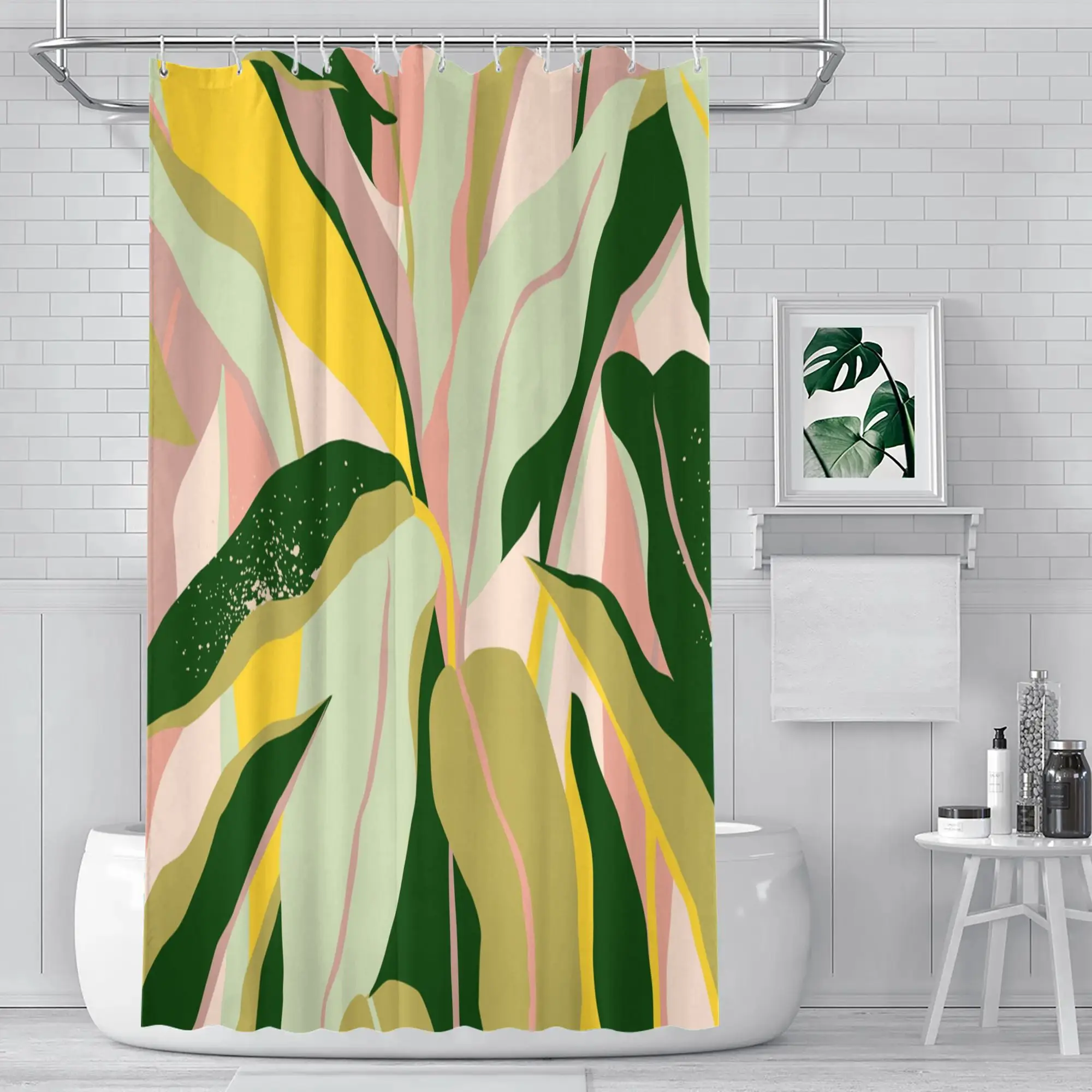 Abstract Tropical Leaf Shower Curtain Matisse-Inspired Botanical Print in Pink, Yellow & Green Polyester Modern Bathroom Decor
Abstract Tropical Leaf Shower Curtain Matisse-Inspired Botanical Print in Pink, Yellow & Green Polyester Modern Bathroom Decor