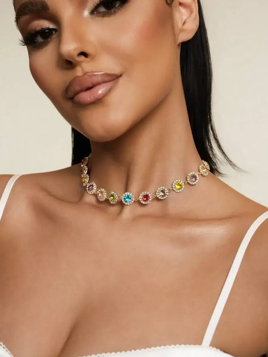 Elegant Stylish Colorful Rhinestones Necklace Decorative Accessories Holiday Birthday Party Gift For Girls
Elegant Stylish Colorful Rhinestones Necklace Decorative Accessories Holiday Birthday Party Gift For Girls
